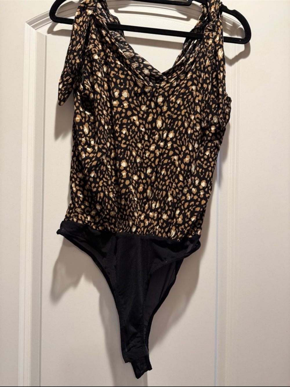 Black Leopard Print One-Piece bodysuit